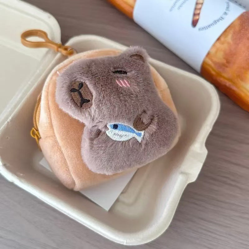 Cute Pacha Dog Mini Coin Purse Headset Storage Bag Couple Keychain Schoolbag Pendant Plush Doll Gift