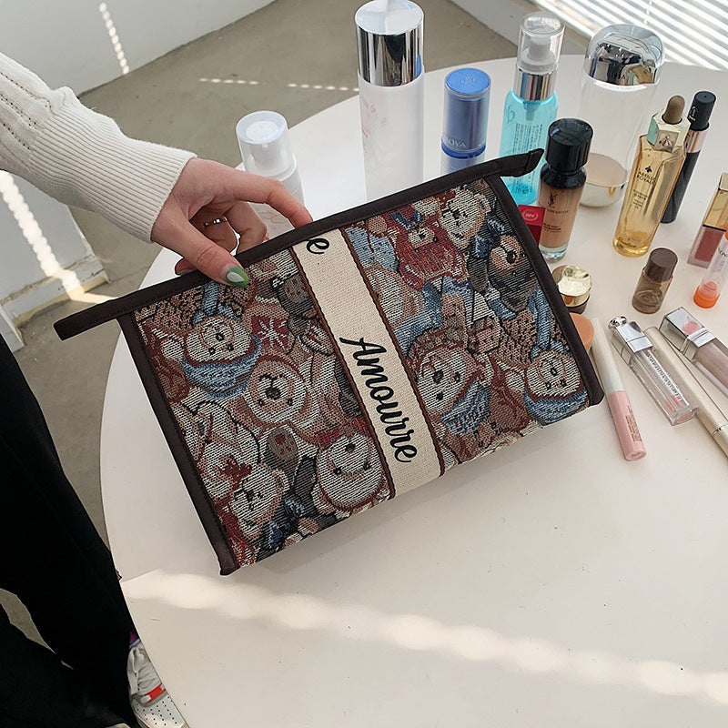 Cosmetic Bag Female Cartoon Bear Large Capacity Portable Good-looking Travel Skincare Storage Bag