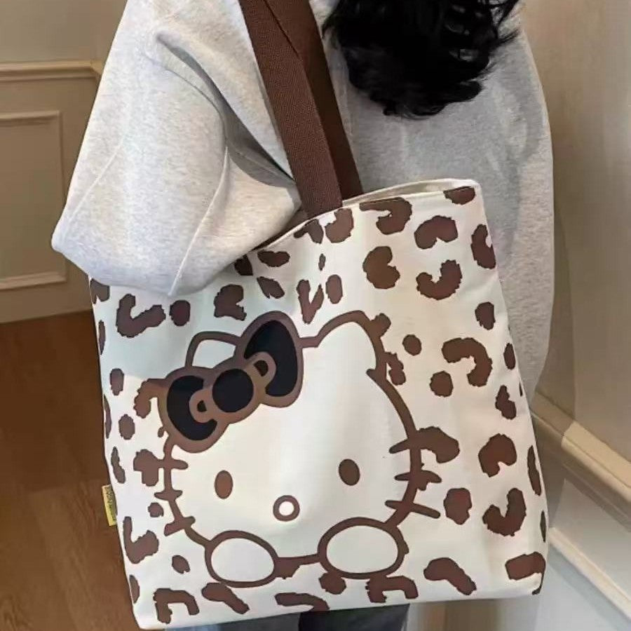 Cartoon Canvas Bag Women's All-Match Shoulder Commuter Tote Large Capacity