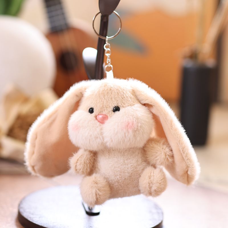 Cute Fluffy Bunny Keychain Plush Toy with Big Ears, Perfect for Bag or Keyring Decor