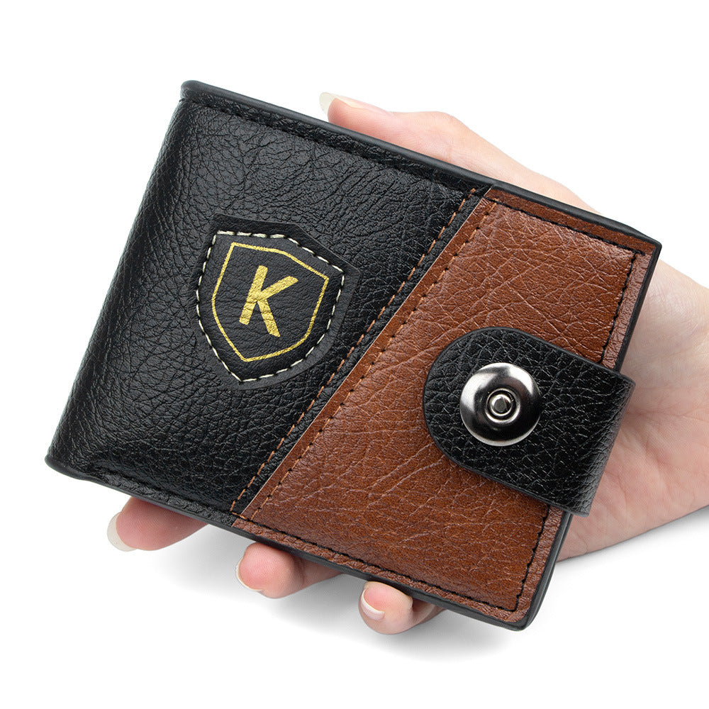 Retro Two-Tone Men's Wallet with Magnetic Clasp and Multiple Card Slots for Everyday Use