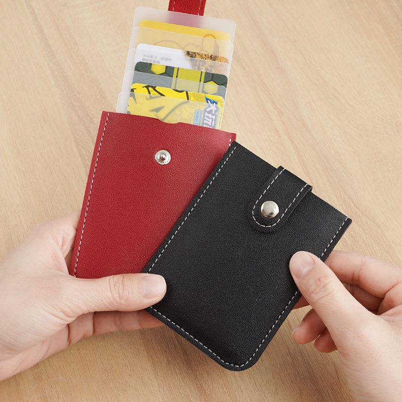 Multi-Color Hidden Pull-out Card Holder Storage Multiple Card Slots Pu Laminated Business Card Holder Leather Buckle Card Holder Name Card Holder