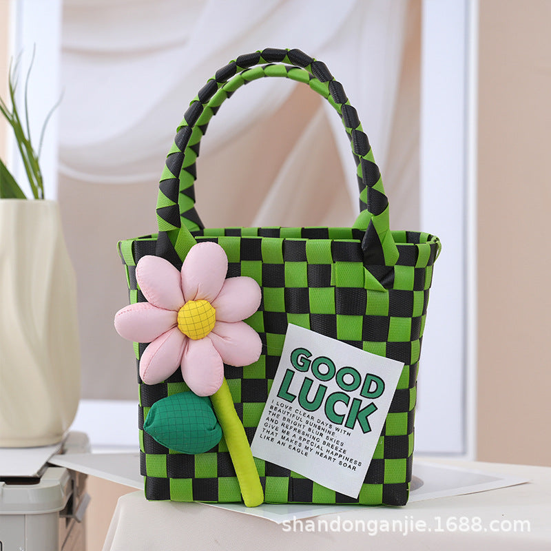 Dopamine Color Gift Bag Large Capacity Portable Vegetable Basket Crossbody Outdoor All-Matching Handbag Fashion