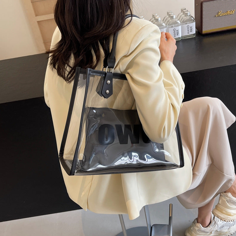 Transparent Jelly Bag Women's Large Capacity New Summer Shoulder Bag Texture Commuter Tote