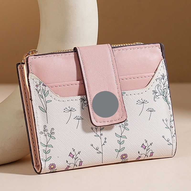 Chic Floral Mini Wallet for Women with Magnetic Closure and Card Slots, Elegant Design for Daily Use