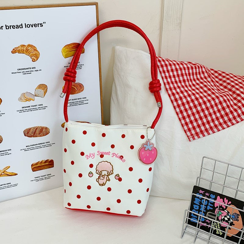 Cute Cartoon Checkered Crossbody Bag for Girls, Lightweight and Breathable Daily Style with Sweet Character Design