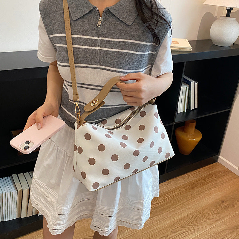 High-Grade Polka Dot Shoulder Bag New Fashion Simple Urban Style Commuter Messenger Bag Everyday Joker