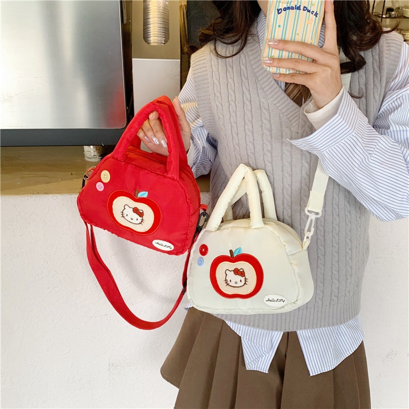 Women's Cross-Body Bag Handbag Cute Hello Kitty Apple Shape Storage Bag Cosmetic Bag Coin Purse