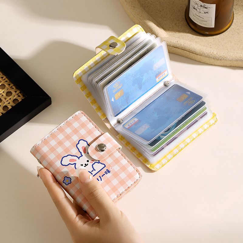 Cute Polka Dot Bear Cartoon Card Holder Female Personality Large Capacity Multiple Card Slots Ultra-Thin Compact Anti-Magnetic Card Clip Set