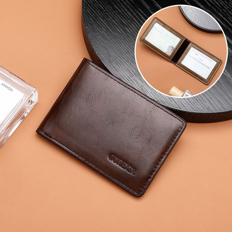 Retro Leather Driving License Leather Case Men's Multi-Functional Certificate Card Holder Motor Vehicle Card Holder Ultra-Thin Driving License Clip
