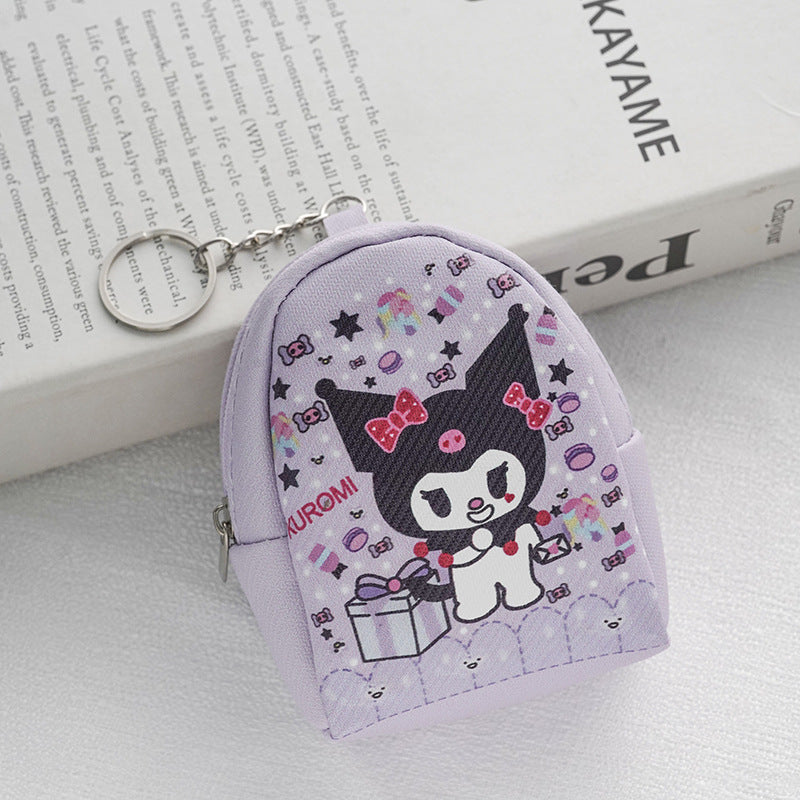 Cute Kuromi Mini Backpack Purse with Cartoon Design and Chain Keychain for Kids and Girls