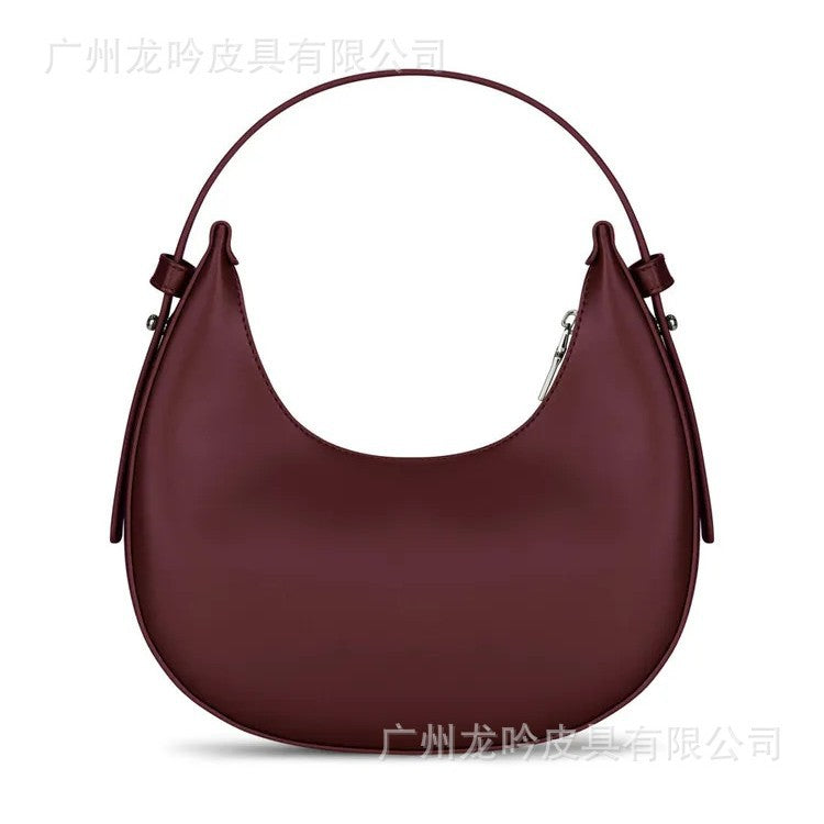 2025 Autumn New Fashion Crescent Moon Bag for Women, Large Capacity Handheld Shoulder Bag with Zipper Closure and Inner Pockets