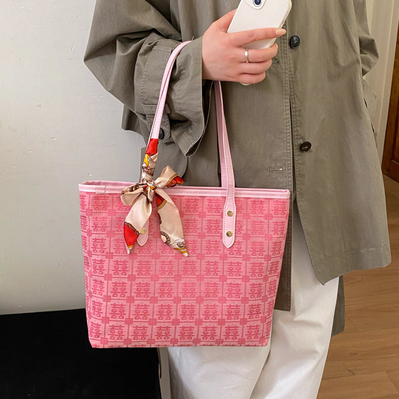 Red New Style Wedding Bridal Wedding Bag All-Match New Chinese Style Shoulder Bag Western Style Double Xi Word Portable Tote Bag