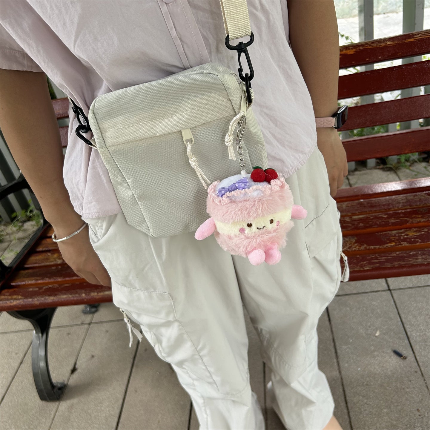Women's Wallet Cute Smiley Plush Cake Hanging Bag Car Interior Decoration Children's Toy Prize Claw Doll