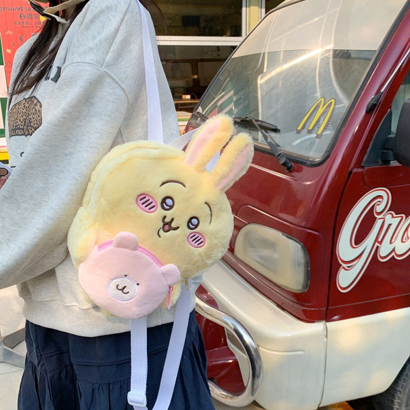 Cute Kawaii Plush Rabbit Tote Bag with Sweet Face Design for Women and Students, Perfect for Daily Use and School