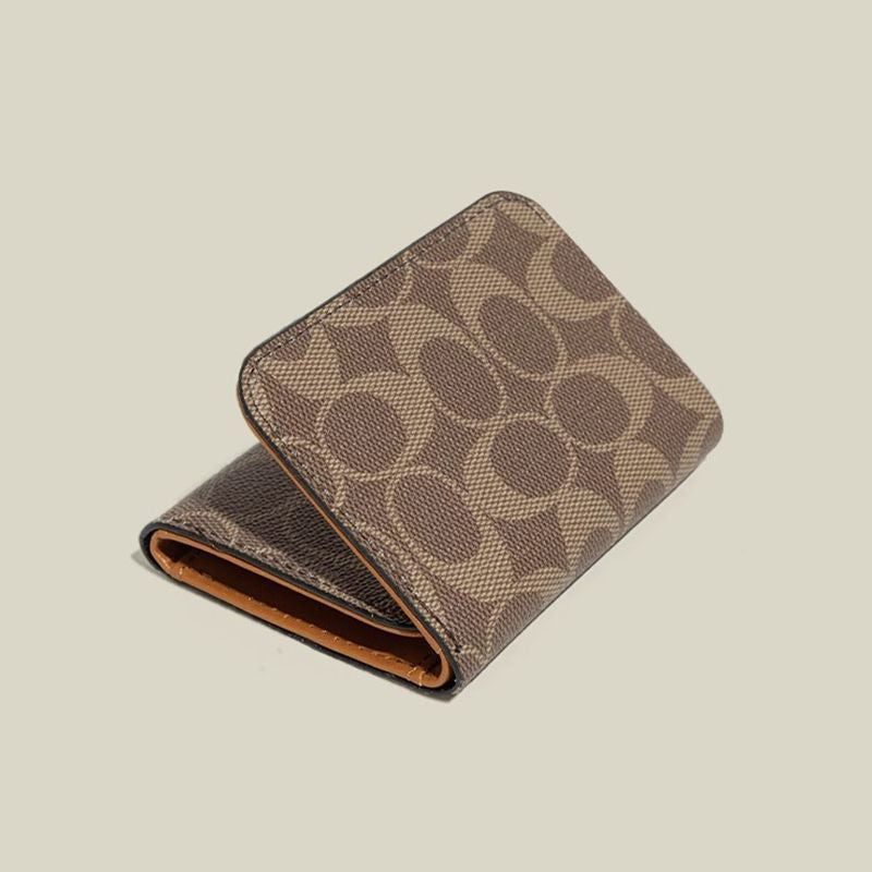 Retro Style PU Leather Short Wallet Card Bag Integrated Large Capacity Folding ID Storage Bag Men and Women