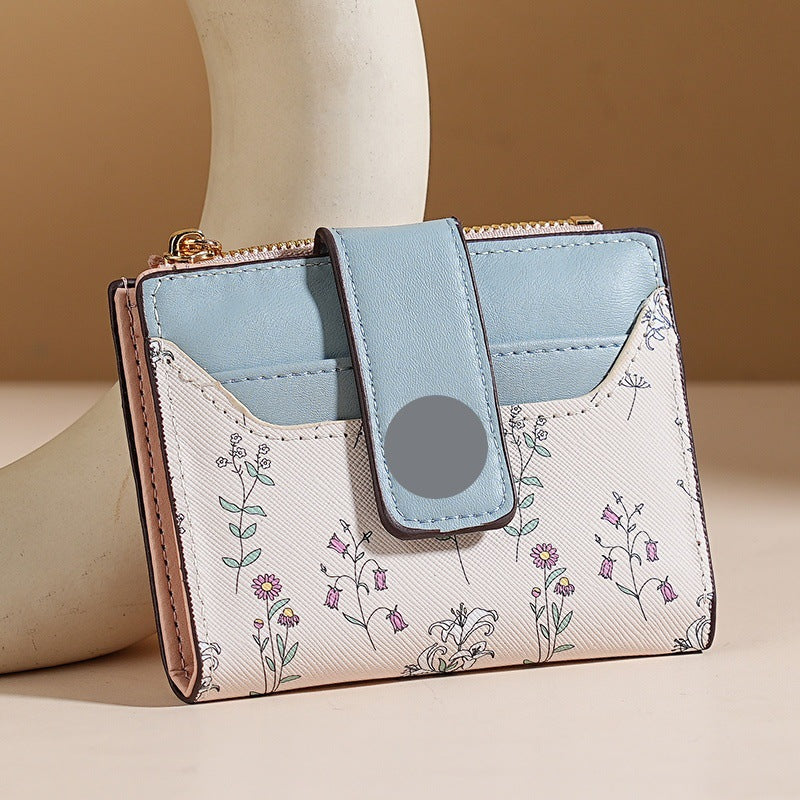 Chic Floral Mini Wallet for Women with Magnetic Closure and Card Slots, Elegant Design for Daily Use