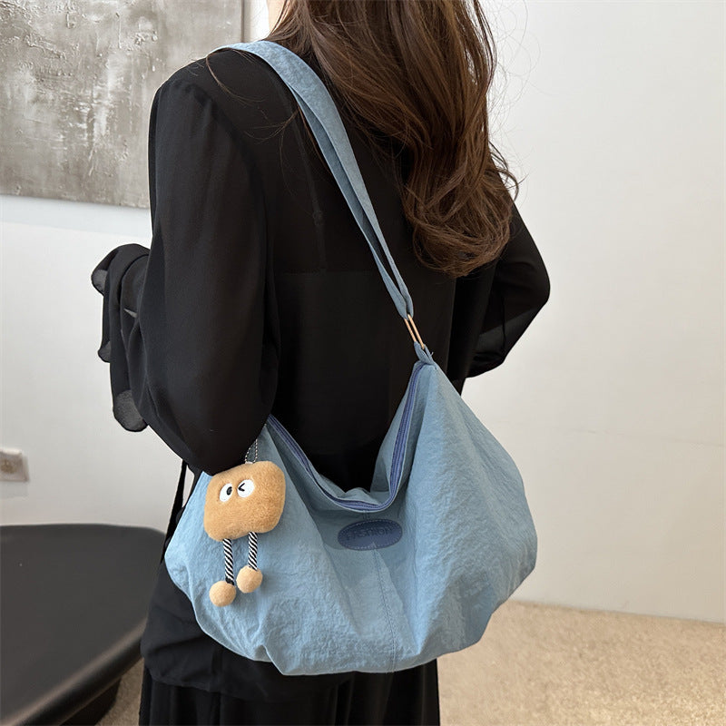 Stylish Crossbody Bag for Women with Cute Pendant, Large Capacity Casual Shoulder Bag for Daily Use and School