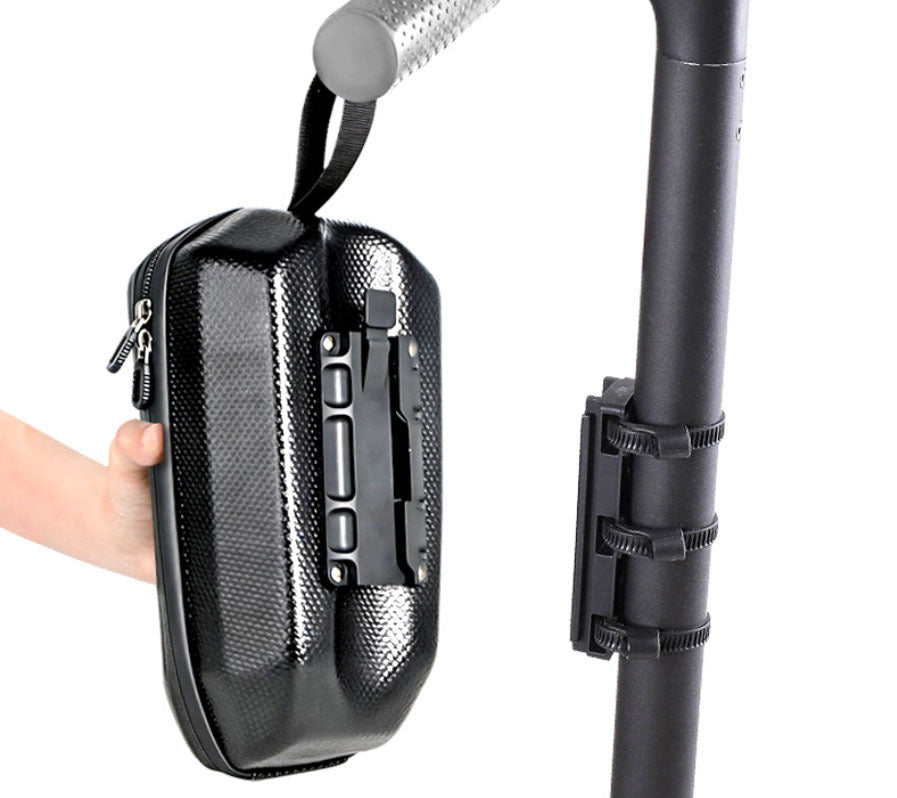Waterproof Hard Shell Handlebar Bag for Electric Bike, Scooter, and Folding Bicycle with Secure Clip Mount