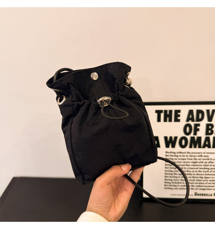 Casual Nylon Crossbody Phone Bag with Drawstring Closure, Lightweight and Stylish for Everyday Use