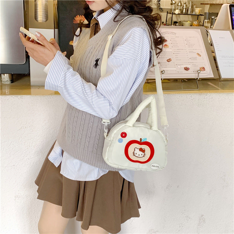Women's Cross-Body Bag Handbag Cute Hello Kitty Apple Shape Storage Bag Cosmetic Bag Coin Purse