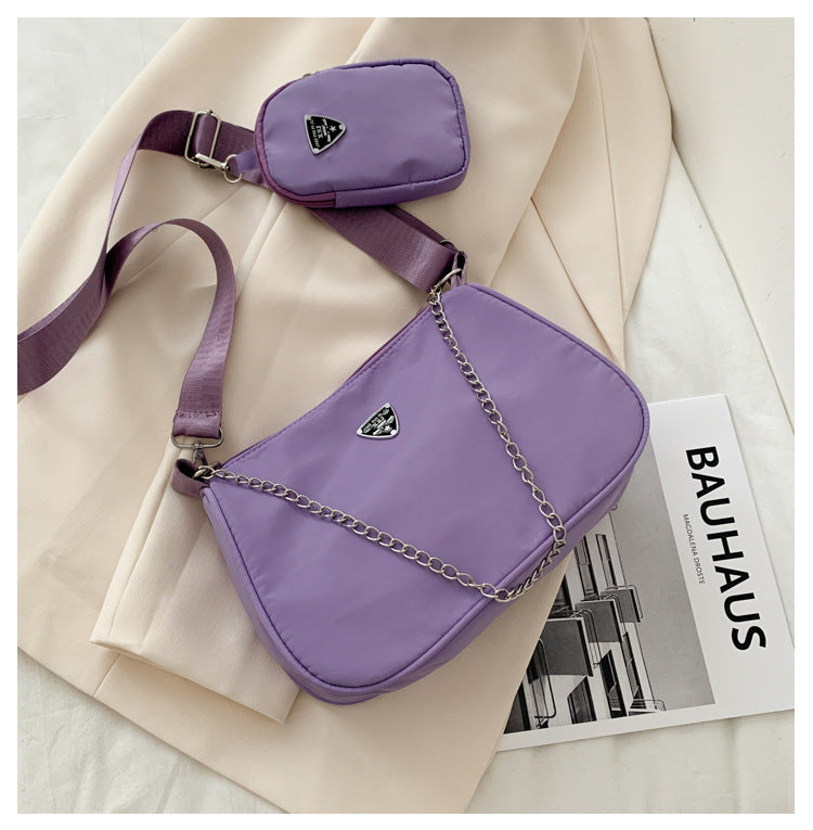 New Simple Small Crossbody Bag Women's Underarm Bag Solid Color Two-Piece Shoulder Bag Casual Bag Crossbody Women's Bag Mother and Child Bag