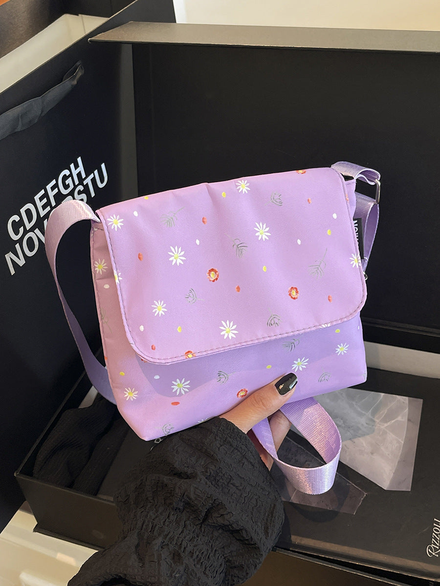 Chic Floral Crossbody Bag for Women - Soft Polyester Shoulder Bag with Zipper Closure and Stylish Flower Pattern
