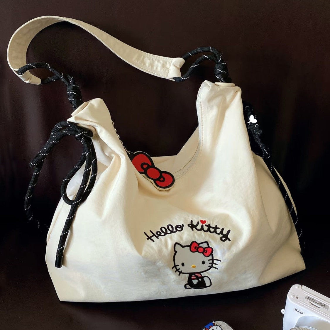 Hello Kitty Canvas Tote Bag 2025 New Summer Cute Embroidery Large Capacity Daily Commute Shoulder Bag