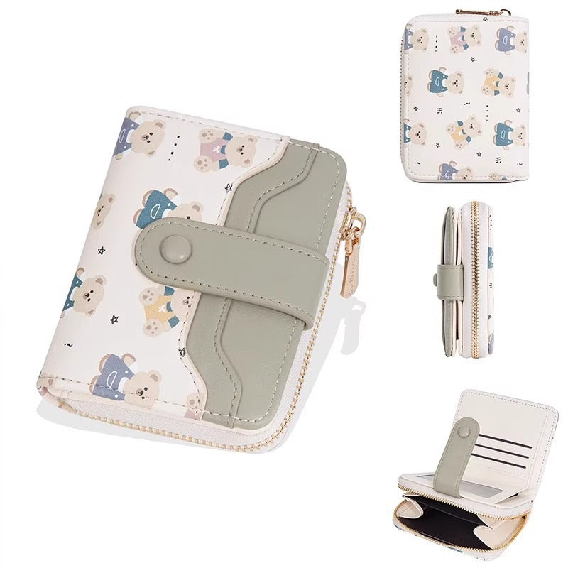 Simple Cute Kitten Japanese Style Women's Buckle Coin Pocket Portable Belt Women's Multi-Functional Short Wallet Wallet Card Holder