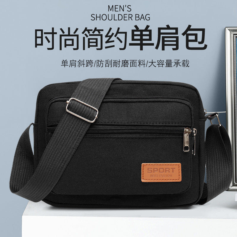 Men's Urban Simple Canvas Shoulder Bag Unisex Breathable Messenger Bag Multi-Pocket Adjustable Shoulder Strap Commuter Phone Bag