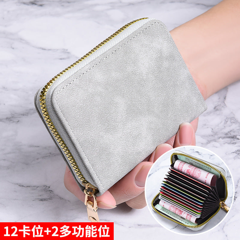 Women's Wallet Anti-Degaussing Expanding Card Holder 18 Card Position Zipper Coin Purse Daily Multi-Functional Credentials Storage