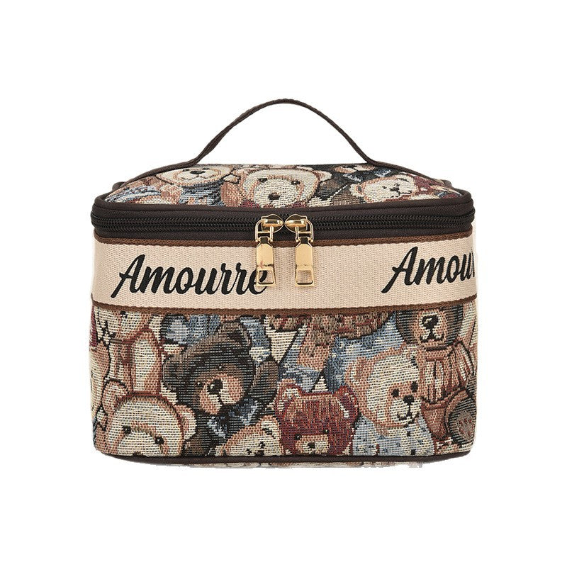 Cosmetic Bag Female Cartoon Bear Large Capacity Portable Good-looking Travel Skincare Storage Bag