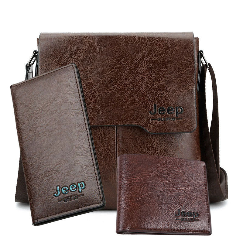 Retro Men's Crossbody Bag with Jeep Logo, Stylish Urban Travel Shoulder Bag for Daily Use