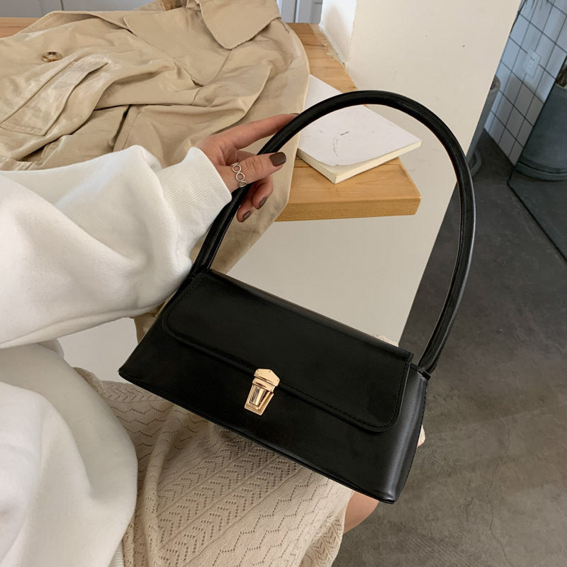 Vintage Chic Mini Tote Bag with Gold Clasp and Curved Handle for Everyday Style