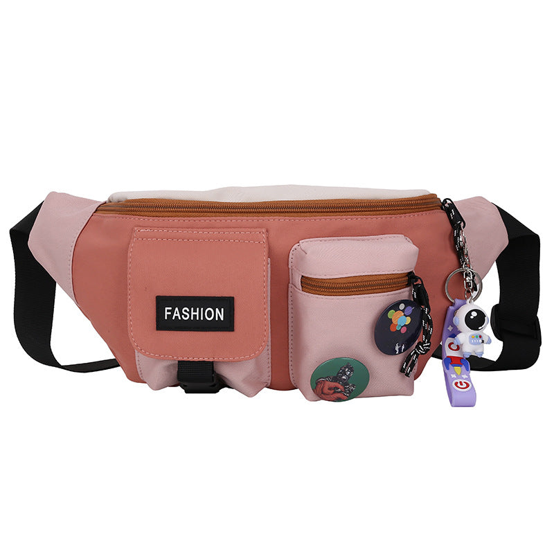 Fashion Waist Bag Women's Color Matching Sports Chest Bag New Backpack Men's Trendy Oxford Cloth Casual Cloth Bag Design Sense Cloth Bag