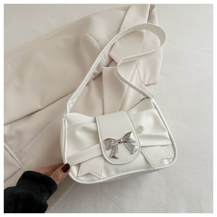 French Style Mini Crossbody Bag with Bow Detail, Trendy Casual Square Shape for Daily Wear