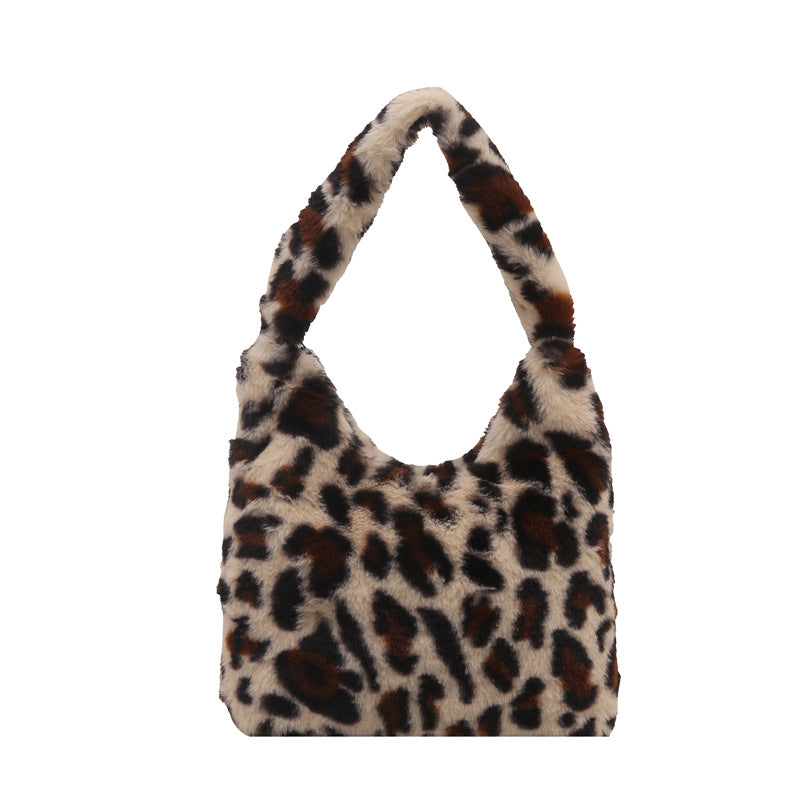 Korean Style New Fashion Trendy Niche Leopard Print Design Single Shoulder Underarm Bag Lightweight Tote Hand Bag for Women
