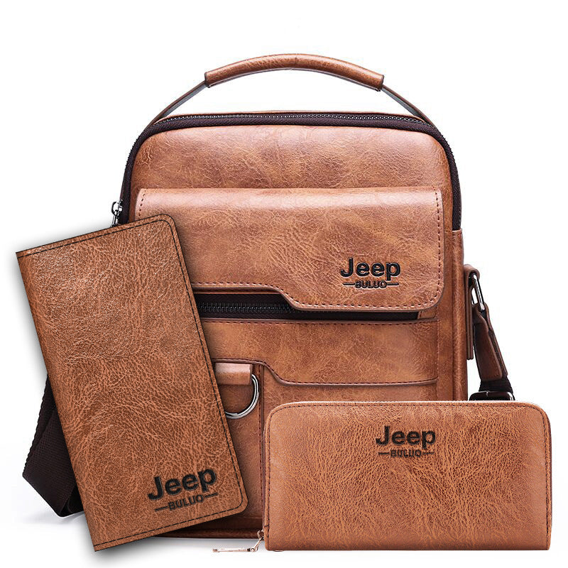 Retro Men's Shoulder Bag with Large Capacity, PU Leather Crossbody Bag for Business and Casual Use, Featuring Zipper Pockets and Stylish Stitching Design
