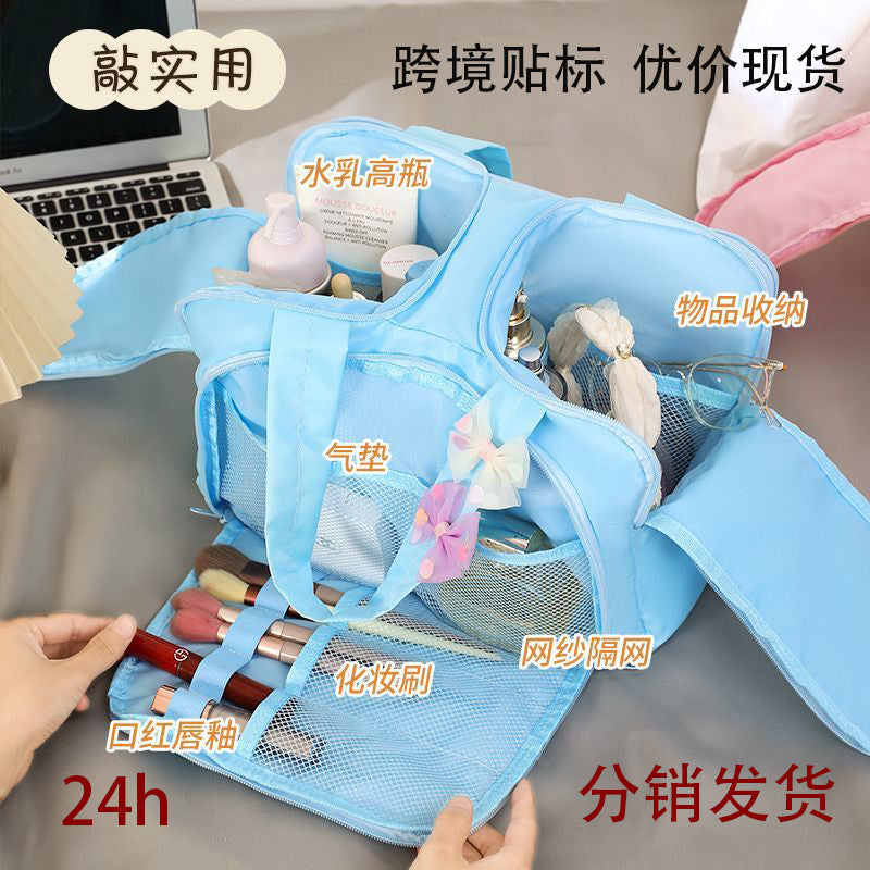 Large Capacity Travel Cosmetic Bag with Multiple Compartments for Makeup and Skincare Storage, Portable and Organized Design