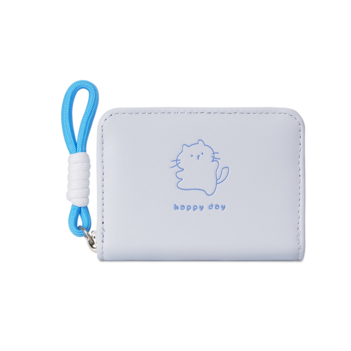 Women's Wallet Cute Cat Pattern Short Card Holder with Bends and Hitches Lanyard Women's Simple Daily Coin Purse