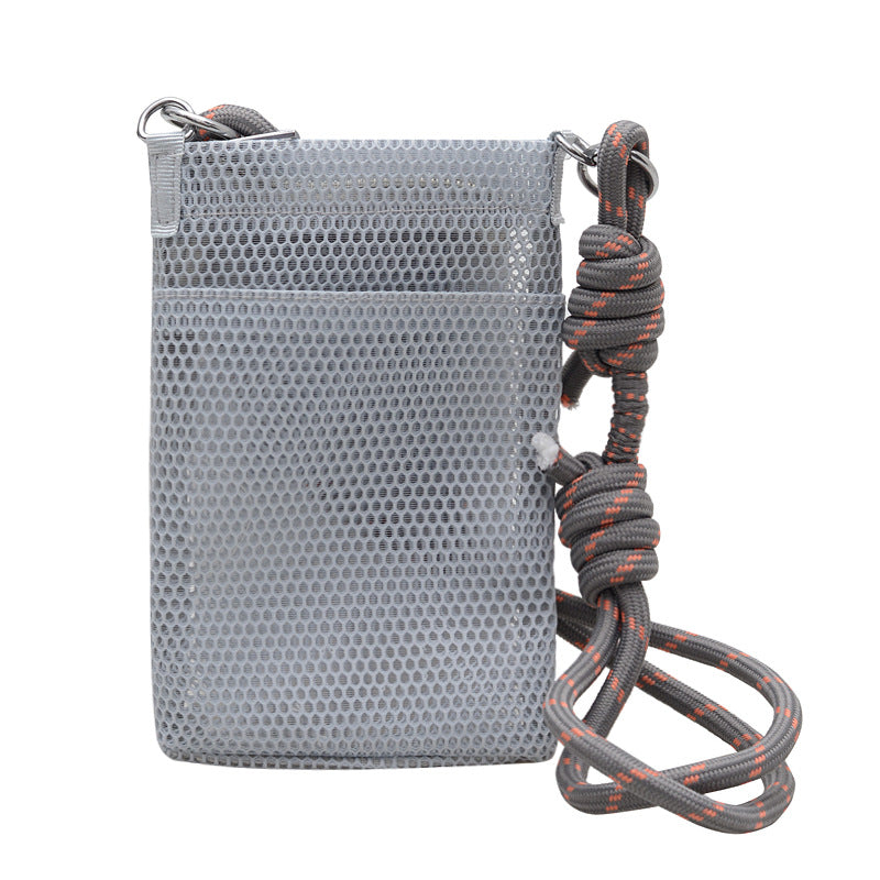 Sweet Fresh Cell Phone Bag Women's Summer Outdoor Single-Shoulder Bag Crossbody Mesh Portable Storage Bag