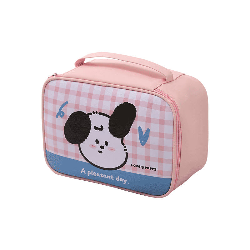 Cute Animal Print Women's Cosmetic Bag Plaid Design Waterproof Ultralight Portable Travel Storage Wash Bag