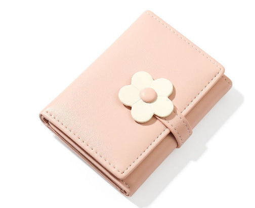 New Simple Cute Refreshing Flower Student Wallet Korean Style Fashion Short Pu Wallets for Women