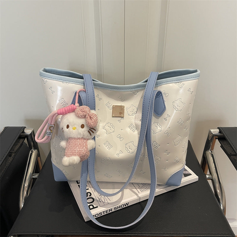 New Cute Fashion Tote Bag Women's Soft Suede Cartoon Pattern Design Everyday Joker Girly Style Handbag