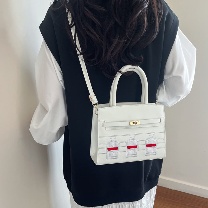 Spring New Small House Bag Women's High-Grade One-Shoulder Crossbody Portable Commuter Contrast Color Bag