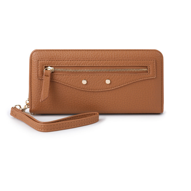 Stylish Zippered Long Wallet for Women withÀó֦ Texture and Coin Pocket, Fashionable Everyday Accessory