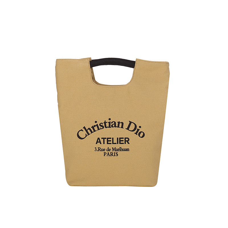 Hand Carry out Artistic Canvas Makeup for Work Mummy Bag Student Lunch Box Bag Portable Bucket Bento Casual Cloth Bag