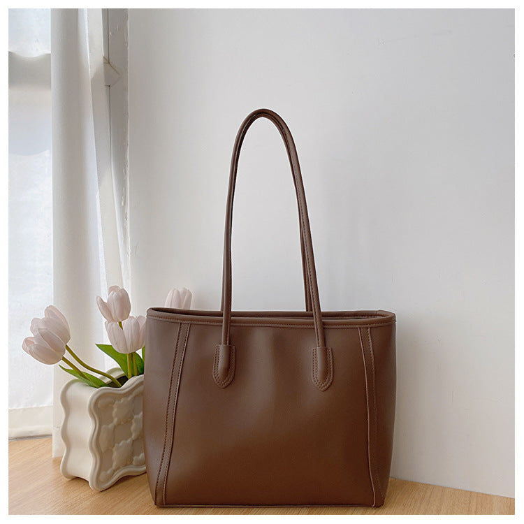 2025 New Fashion Large Capacity Tote Bag for Women, Vintage Style PU Leather Shoulder Bag with Zipper Closure and Nylon Lining, Perfect for Daily Commute and Casual Outfits