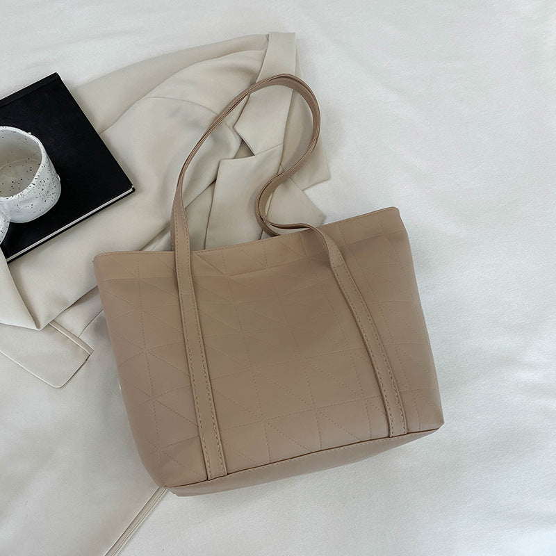 New Fashion Simple Large Capacity Totes Women's Geometric Stitching Design Everyday Joker One Shoulder Underarm Bag