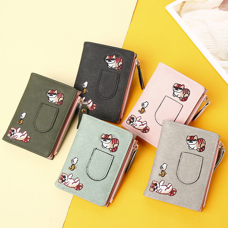 Cute Cartoon Kitten Wallet for Women Ultra-Thin Zipper Card Bag Strap Pocket Design Daily Fashion Matching Essential